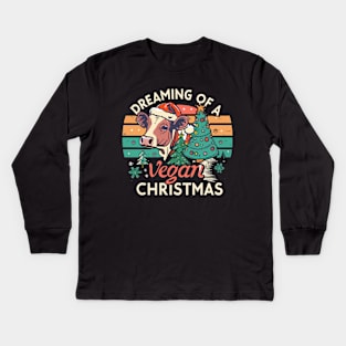 i'm dreaming of a vegan christmas Kids Long Sleeve T-Shirt